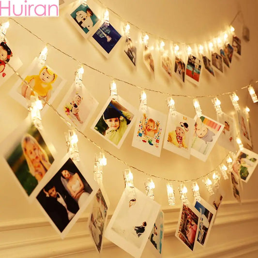 Photo Clip Light Banner Wedding Decoration Birthday Party Decor Kids Girl Boy Baby Shower Banner Christmas Decoration 2023