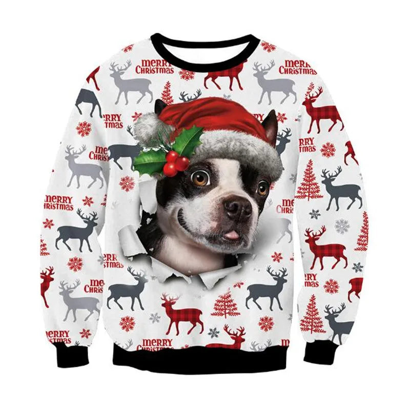 Ugly Christmas Sweaters Green Jumpers 3D Funny Printed Holiday Party Xmas Sweatshirt for Party Birthday Xmas Sweatshirt 2024