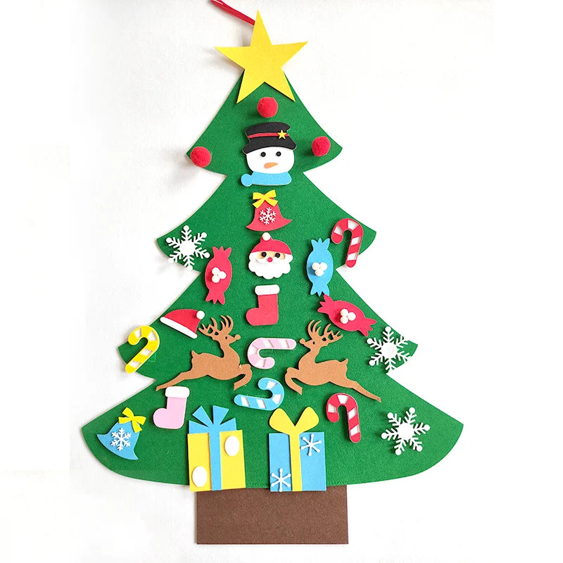 DIY Felt Christmas Tree Christmas Decoration for Home Navidad 2022 New Year Christmas Ornaments Santa Claus Xmas Kids Gifts