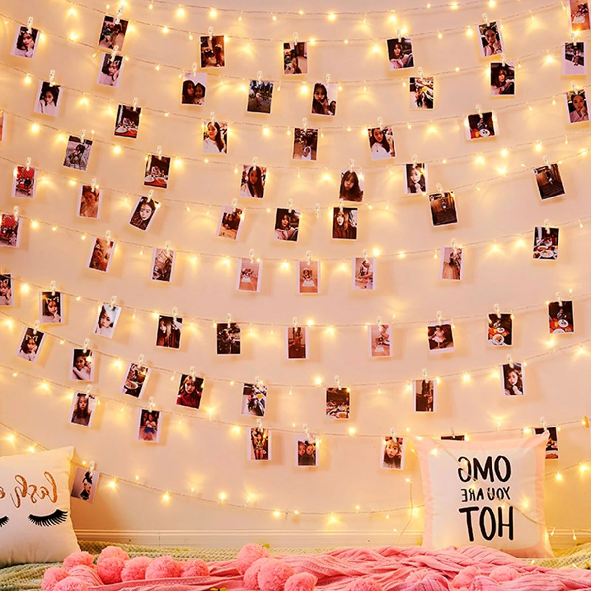 Photo Clip Light Banner Wedding Decoration Birthday Party Decor Kids Girl Boy Baby Shower Banner Christmas Decoration 2023