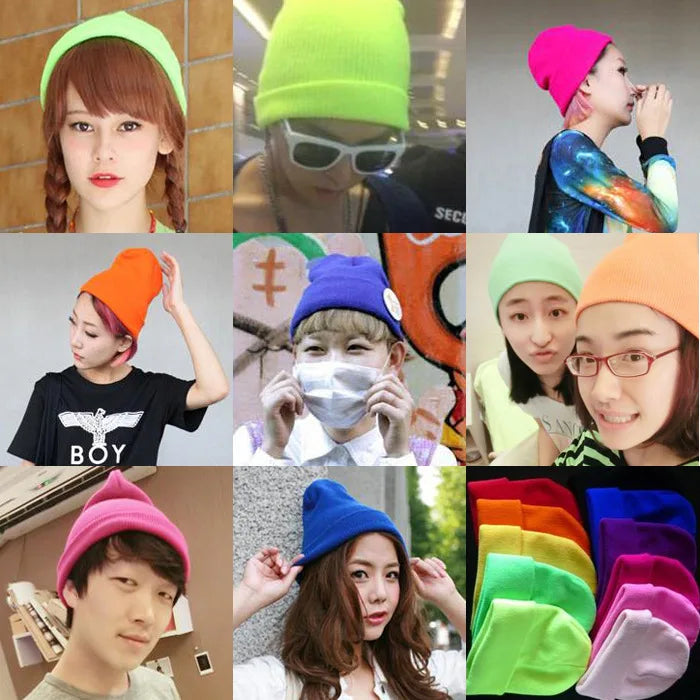 Winter Hats Unisex Beanies Knitted Solid Hat Beanie Caps Warmer Bonnet Casual Cap