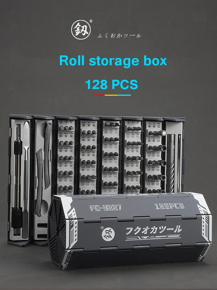 128 in 1 Screwdriver Set Reel Storage Box Five-pointed Star Shaped Bit Head Magnetic Precision Screwdriver Kit Phone Repair Tool