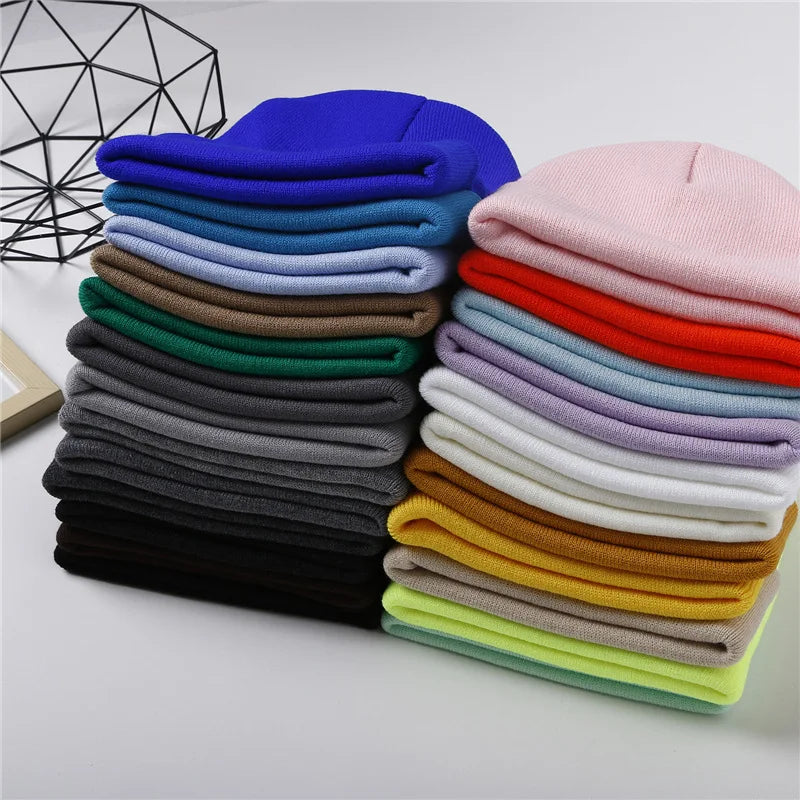 Winter Hats Unisex Beanies Knitted Solid Hat Beanie Caps Warmer Bonnet Casual Cap