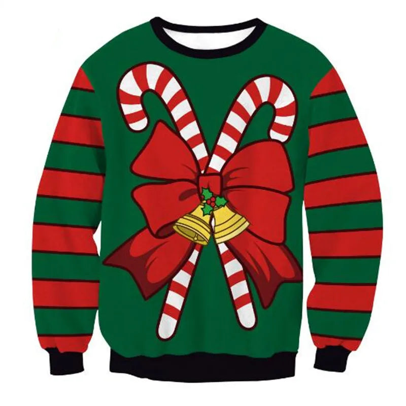 Ugly Christmas Sweaters Green Jumpers 3D Funny Printed Holiday Party Xmas Sweatshirt for Party Birthday Xmas Sweatshirt 2024