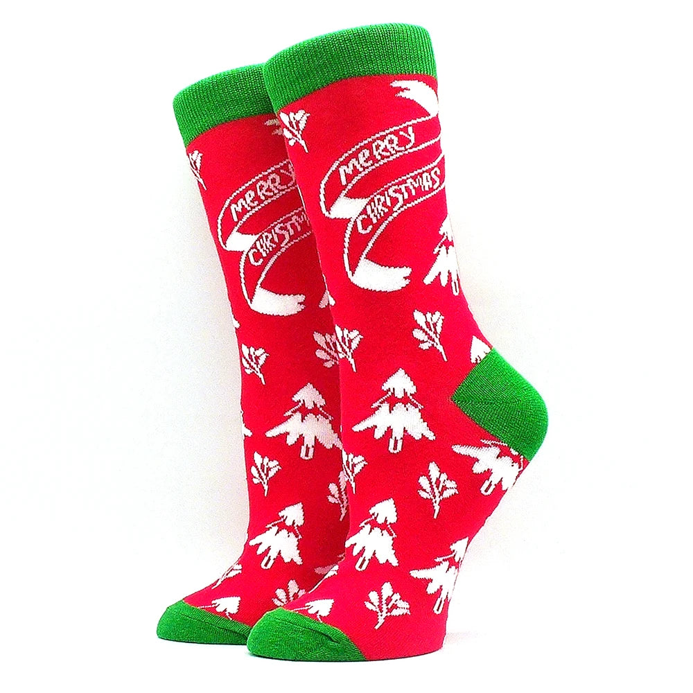 Christmas Socks Interesting Christmas Santa Claus Snowflake Elk Cotton Crew Happy Socks Men's New Year Interesting Soken