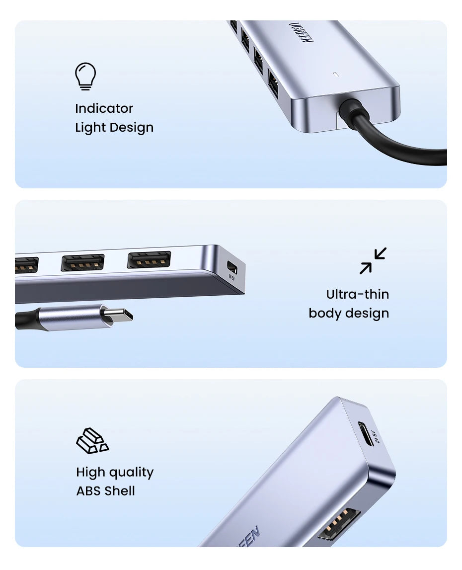 UGREEN USB C Hub 4 Ports USB Type C to USB 3.0 Hub Splitter Adapter for MacBook Pro iPad Pro Samsung Galaxy Note 10 S10 USB Hub