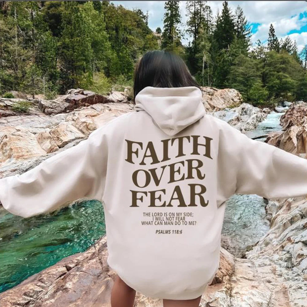 Faith Over Fear Christian Hoodie Christian Sweatshirt Jesus Hoodie Trendy Hoodie Bible Verse Shirt Unisex Aesthetic Clothes