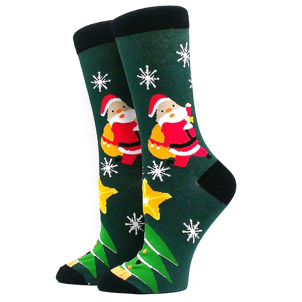 Christmas Socks Interesting Christmas Santa Claus Snowflake Elk Cotton Crew Happy Socks Men's New Year Interesting Soken