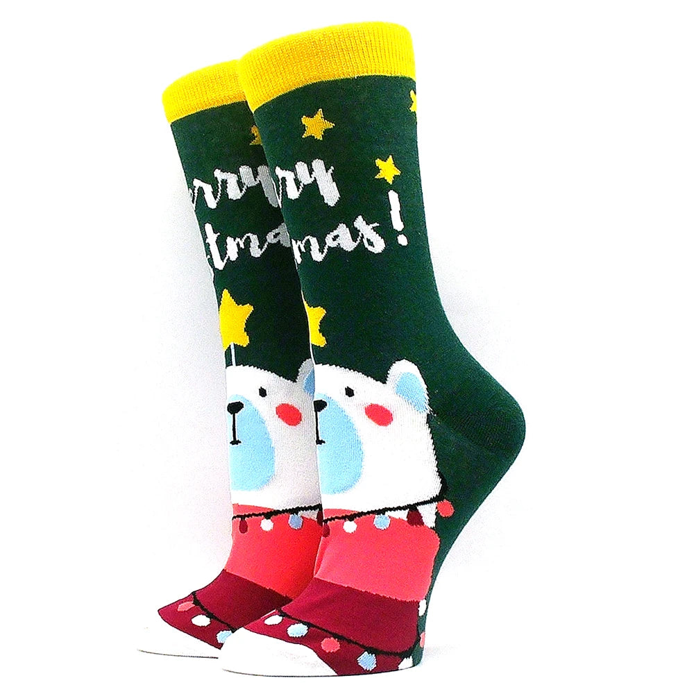 Christmas Socks Interesting Christmas Santa Claus Snowflake Elk Cotton Crew Happy Socks Men's New Year Interesting Soken