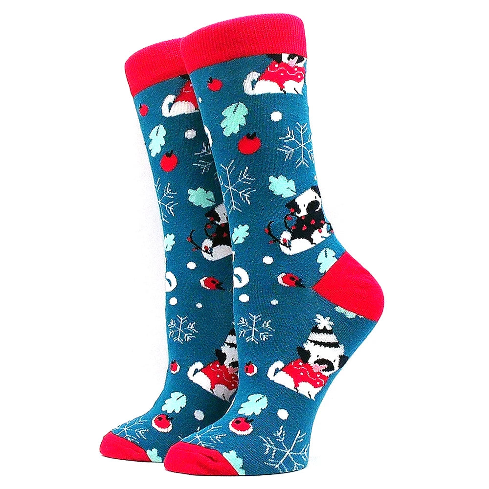 Christmas Socks Interesting Christmas Santa Claus Snowflake Elk Cotton Crew Happy Socks Men's New Year Interesting Soken