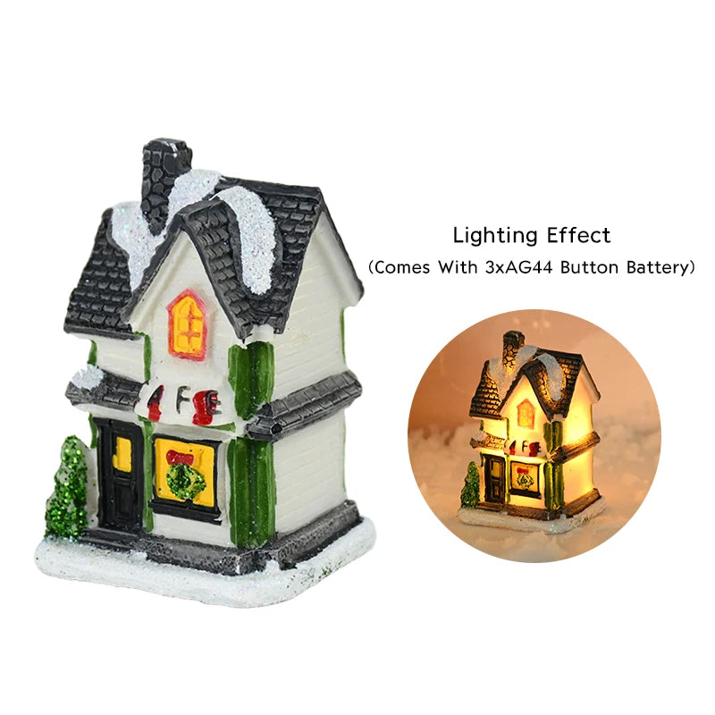 Christmas LED Light Wooden House Luminous Cabin Merry Christmas Decorations for Home DIY Xmas Tree Ornaments Kids Gift New Year