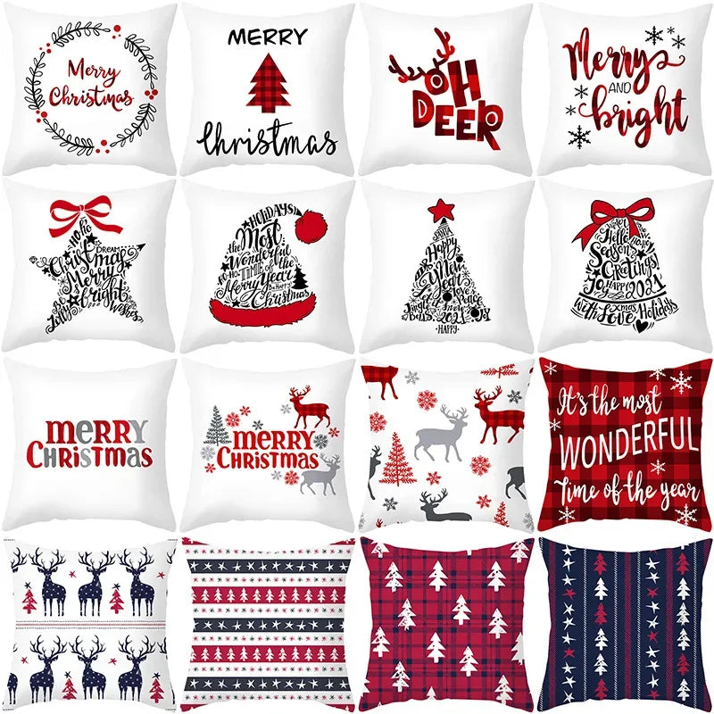 45cm Christmas Cushion Cover Pillowcase 2024 Christmas Decorations for Home Ornament Xmas New Year Christmas Decor 2023 Noel