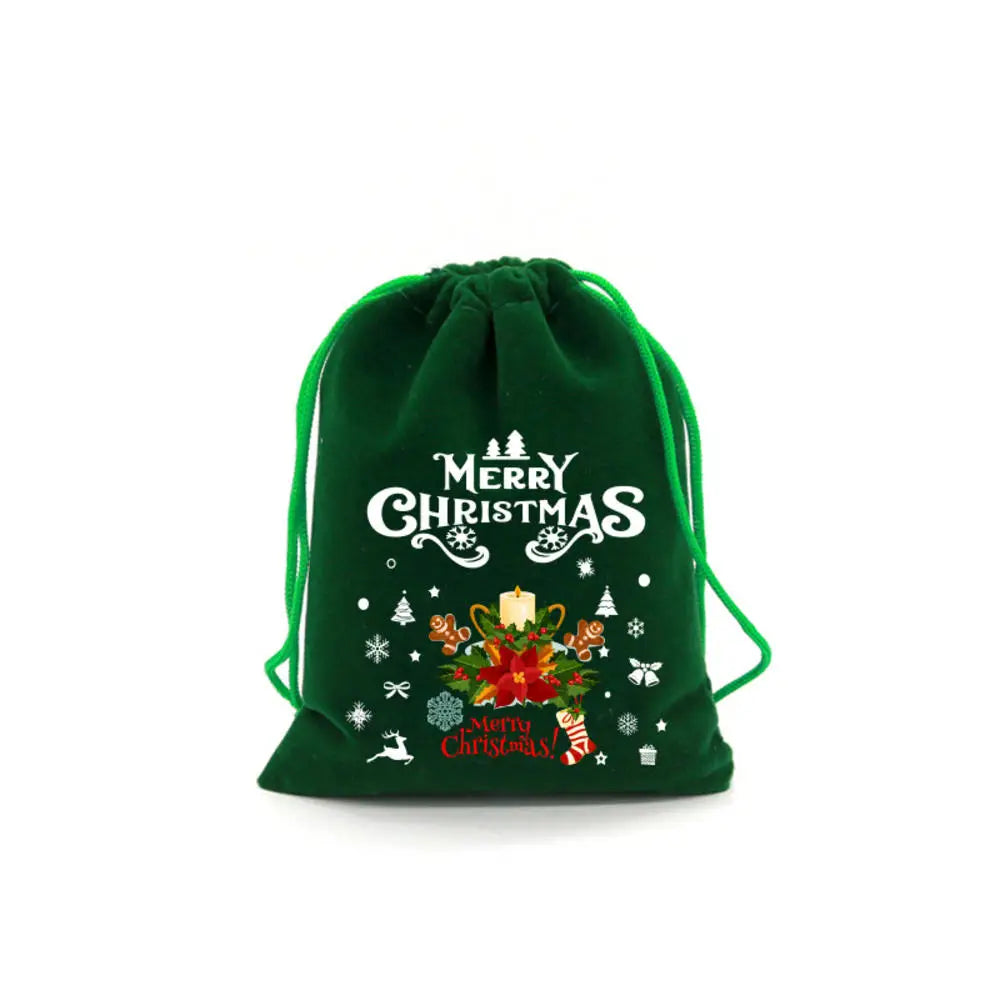 1pc Xmas Velvet Bags Small Candy Gift Bag Drawstring Pouch Christmas Party Favor Boutique Jewelry Packaging Bags 2024 New Year