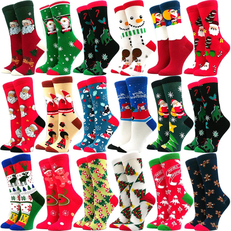 Christmas Socks Interesting Christmas Santa Claus Snowflake Elk Cotton Crew Happy Socks Men's New Year Interesting Soken