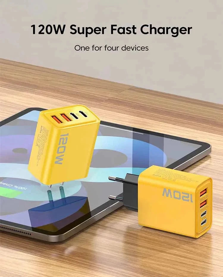 Xiaomi 10A 120W Ultra Fast Charger Cable Super Fast Charger 4Port USBC PD Quick Charging TypeC Charger For Xiaomi iPhone Samsung