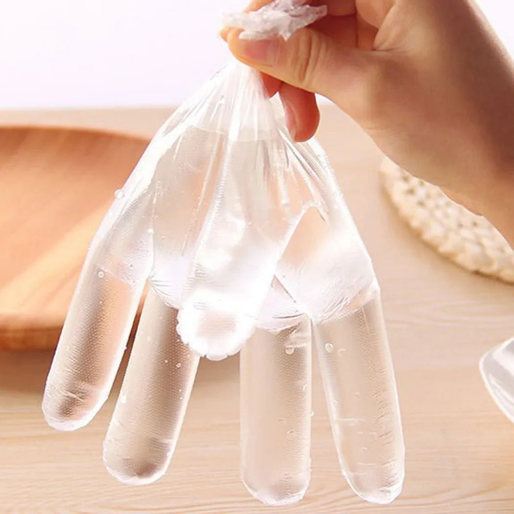 100Pcs Disposable Gloves Plastic Gloves Transparent Eco Friend Cleaning Gloves For Food Processing Kitchen Cooking Camping BBQ