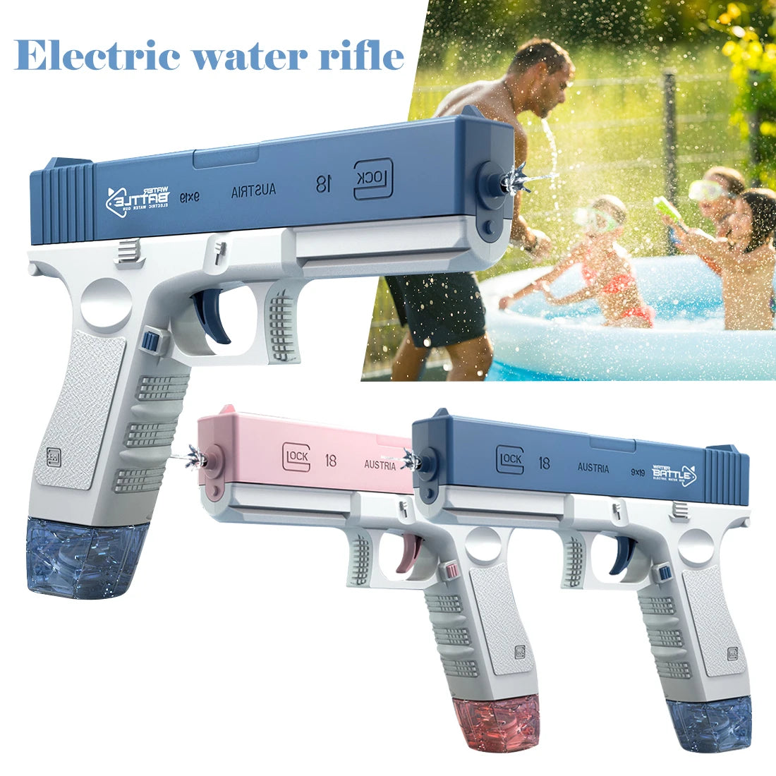 New M416 Water Gun Electric Glock Pistol Shooting Toy Full Automatic Summer Beach Toy For Kids Children Boys Girls Adults Gift