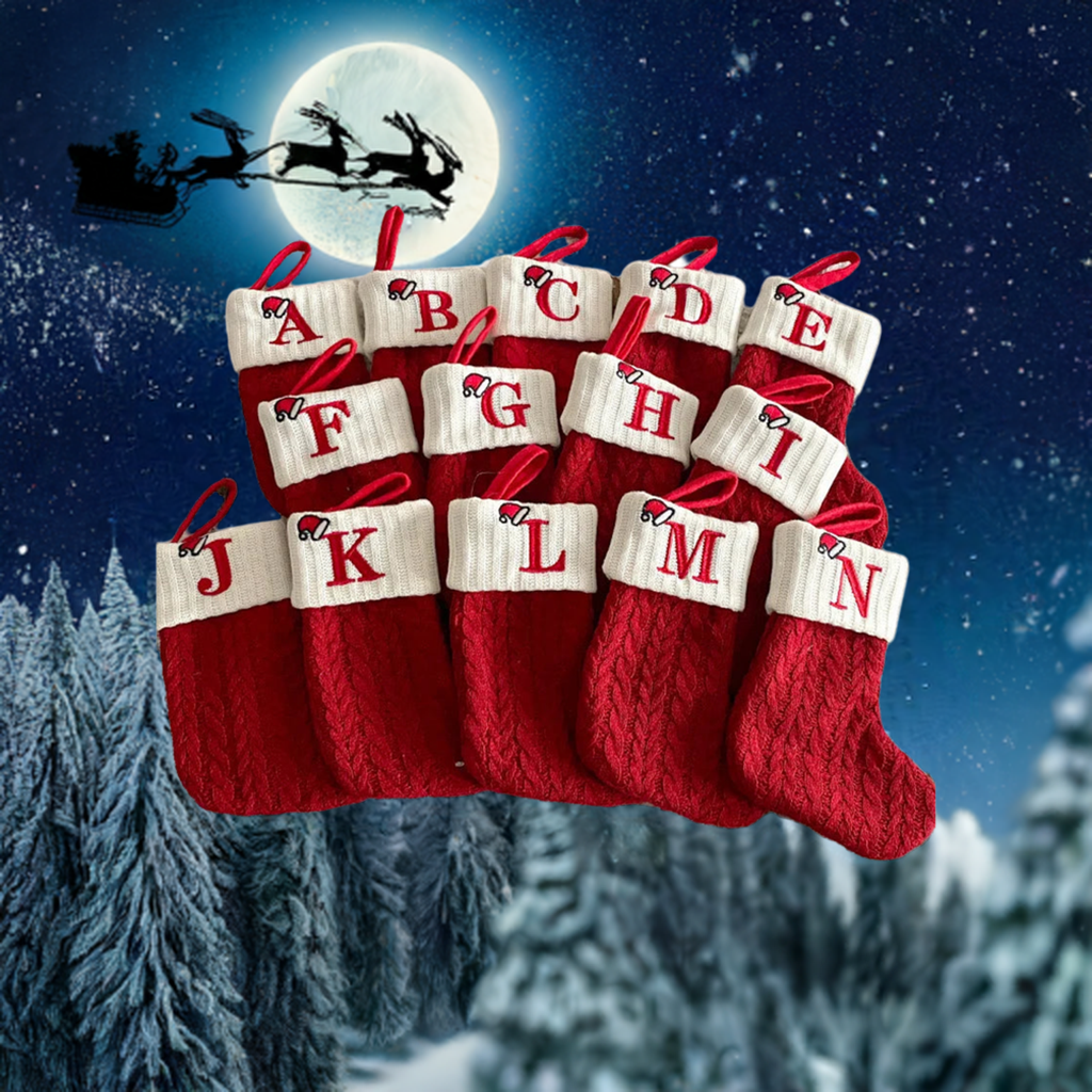 Christmas Alphabet Knitting Socks Christmas Tree Ornaments Christmas Decorations For Home 2024 Noel New Year 2025 Xmas Gift